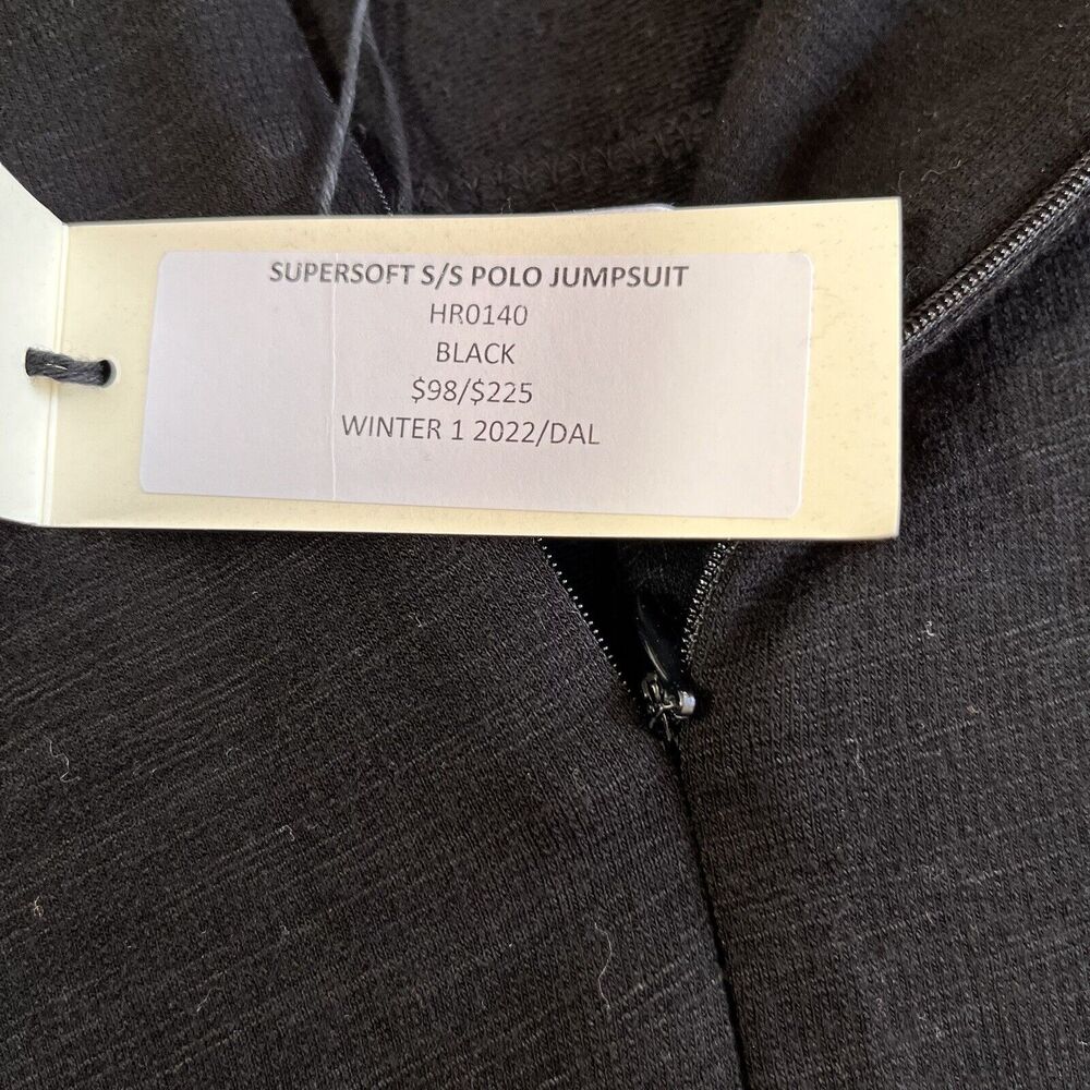 MWT MONROW Black Supersoft Short Sleeve Polo Jumpsuit Sz unknown see measurement - Picture 5 of 7